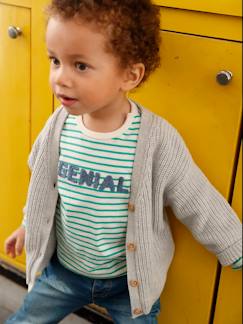 Bebé 0-36 meses-Camisolas, casacos de malha, sweats-Casacos-Casaco com decote em V, em malha canelada, para bebé