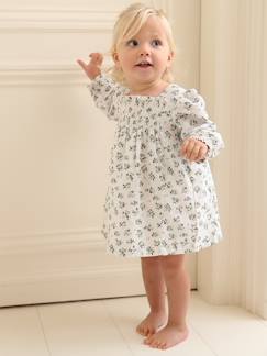 Bebé 0-36 meses-Vestidos, saias-Vestido aos favos e às flores, para bebé