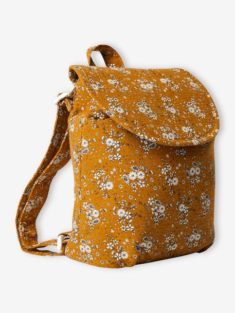 Mochila às flores, personalizável, para menina camelo 