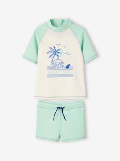 Menino 2-14 anos-Calções de banho-Conjunto de banho anti UV, t-shirt + calções, para menino