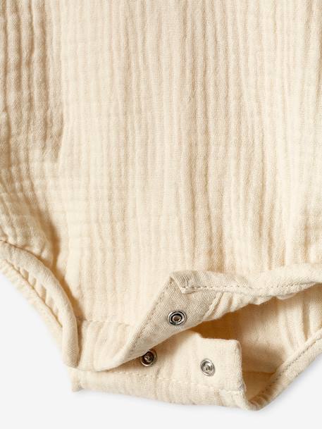 Body personalizável, em gaze de algodão, para recém-nascido cinzento-pérola 
