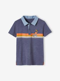 Menino 2-14 anos-T-shirts, polos-Polo às riscas, detalhes em cambraia, para menino