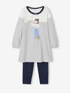 Menina 2-14 anos-Pijamas-Camisa de dormir estilo marinheiro + leggings estampados aos corações