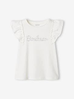 Menina 2-14 anos-T-shirts-T-shirt com folhos, para menina