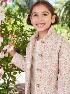 Menina 2-14 anos-Casaco acolchoado, estampado às flores, para menina
