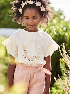 Menina 2-14 anos-T-shirt com coroa, detalhes irisados, para menina