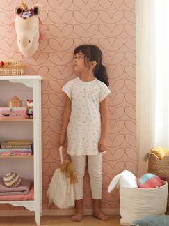 Menina 2-14 anos-Camisa de dormir cerejas, em malha canelada + leggings lisas, para menina