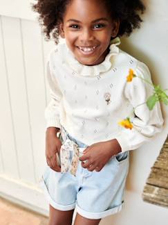 Menina 2-14 anos-Camisolas, casacos de malha, sweats-Camisolas malha-Camisola fantasia, em malha ajurada, para menina