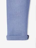 Calças chino em algodão/linho para menino azul+AZUL ESCURO LISO COM MOTIVO+BEGE CLARO LISO COM MOTIVO 