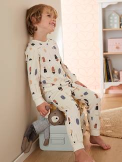 Menino 2-14 anos-Pijama em canelado liso, estampado geométrico, para menino
