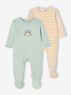 Bebé 0-36 meses-Pijamas, babygrows-Lote de 2 pijamas rainbow, em interlock, para bebé menino