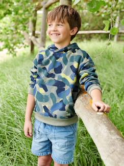 Menino 2-14 anos-Camisolas, casacos de malha, sweats-Sweatshirts-Sweat com capuz, estampado camuflagem, para menino