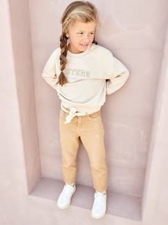Menina 2-14 anos-Calças -Calças "mom fit" e cinto tipo lenço, em gaze de algodão, para menina