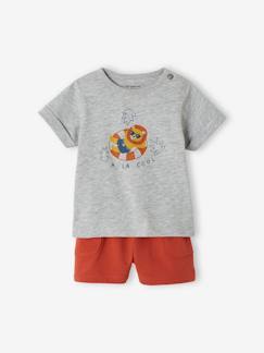 Conjuntos-Conjunto t-shirt com motivo + calções baggy, para bebé