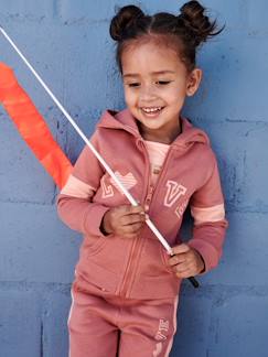 Menina 2-14 anos-Roupa de desporto-Casaco de desporto com fecho e capuz, detalhes gráficos, para menina