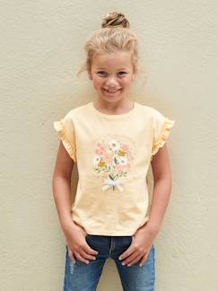 T-shirts-T-shirt com motivo irisado, mangas curtas com folho, para menina