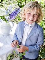 Casaco de cerimónia em algodão/linho, para menino azul+AZUL ESCURO LISO COM MOTIVO+BEGE CLARO LISO COM MOTIVO 