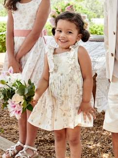 Bebé 0-36 meses-Vestidos, saias-Vestido às flores, em gaze de algodão, para bebé