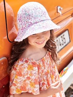 Menina 2-14 anos-Acessórios-Gorros, cachecóis, luvas-Chapéu tipo bob, flores pequenas estampadas, para menina