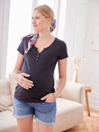T-shirt tipo tunisina, especial gravidez e amamentação preto+ROSA ESCURO LISO+VERDE ESCURO LISO 