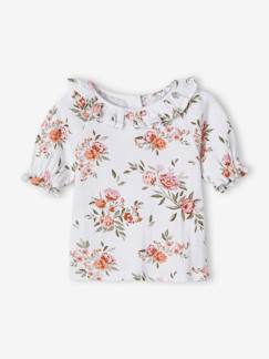 Bebé 0-36 meses-T-shirts-T-shirt às flores em malha fantasia, para bebé