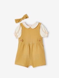 Bebé 0-36 meses-Macacões-Conjunto personalizável de 3 peças, t-shirt, macacão e fita de cabelo, para bebé