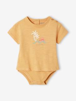 Bebé 0-36 meses-T-shirts-T-shirts-T-shirt-body com palmeiras, de mangas curtas, para bebé