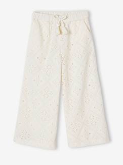 Menina 2-14 anos-Calças -Calças largas em bordado inglês, para menina