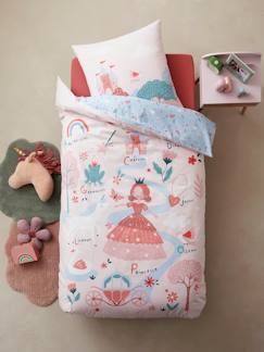 Têxtil-lar e Decoração-Conjunto capa de edredon + fronha de almofada para criança, ABC Princesa