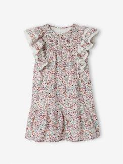 Menina 2-14 anos-Vestidos-Vestido com flores de cerejeira, mangas com folhos, para menina