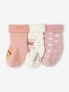 Bebé 0-36 meses-Meias, collants-Lote de 3 pares de meias coelhos e corações, para bebé menina