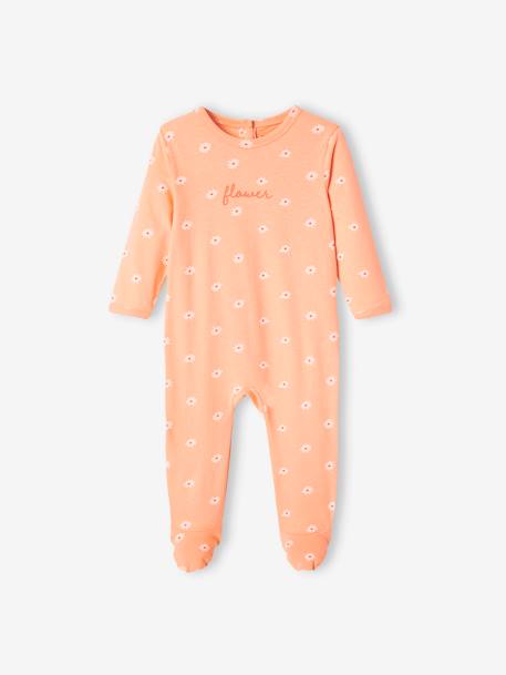 Lote de 2 pijamas flower, em jersey, para bebé menina pêssego 