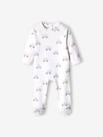Lote de 3 pijamas básicos, em interlock, para bebé azul-céu+cru+lilás suave 