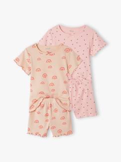 Menina 2-14 anos-Pijamas-Lote de 2 pijamas estampados, em malha canelada, para menina