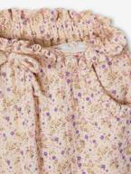 Calças curtas às flores, em gaze de algodão, para menina AZUL MEDIO ESTAMPADO+branco estampado+cru+rosa-blush 