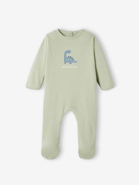 Lote de 2 pijamas dinossauro, em jersey, para bebé menino verde-água 