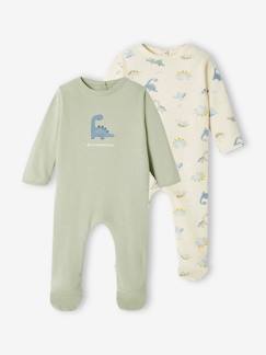 Bebé 0-36 meses-Pijamas, babygrows-Lote de 2 pijamas dinossauro, em jersey, para bebé menino