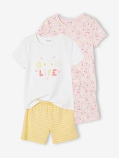 Menina 2-14 anos-Lote de 2 pijamas estampados às flores Basics, para menina