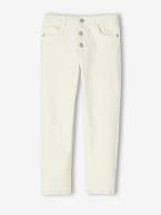 Calças Mom fit morfológicas, medida das ancas média, para menina azul-tinta+cru+pêssego 