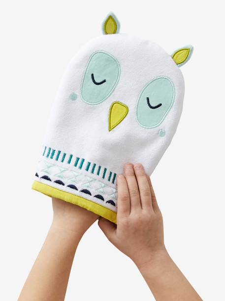 Lote de 3 luvas de banho, Animais Branco liso 