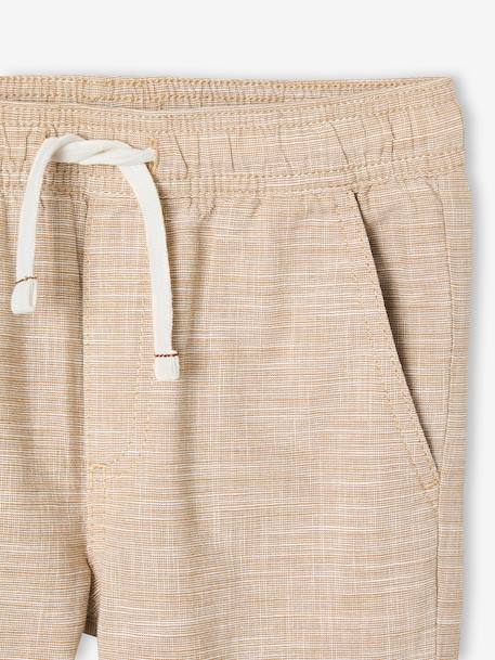Calças transformáveis em calças curtas, em tecido leve, para menino AZUL CLARO LISO COM MOTIVO+bege mesclado 