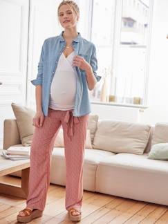 Roupa grávida-Calças-Calças largas, estampadas e fluidas, para grávida