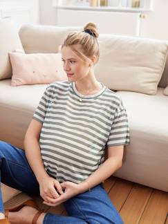 Roupa grávida-T-shirts, tops-Camisola às riscas, especial gravidez e amamentação