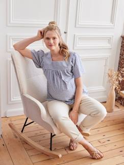 Roupa grávida-Blusas, camisas-Blusa aos quadrados vichy, para grávida