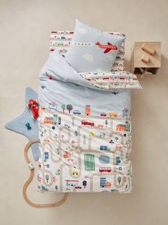 Têxtil-lar e Decoração-Conjunto capa de edredon + fronha de almofada para criança, tema Auto-city