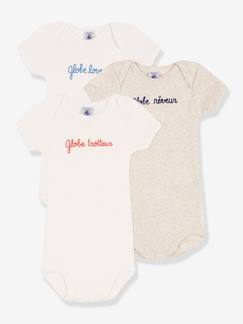 Bebé 0-36 meses-Bodies-Lote de 3 bodies de mangas curtas, em algodão bio, da Petit Bateau