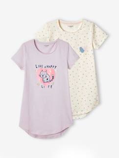 Menina 2-14 anos-Pijamas-Lote de 2 camisas de noite com corações