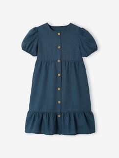 Menina 2-14 anos-Vestidos-Vestido com botões, em algodão/linho, para menina