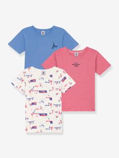 Menino 2-14 anos-Roupa interior-Camisolas interiores-Lote de 3 t-shirts de mangas curtas, da Petit Bateau
