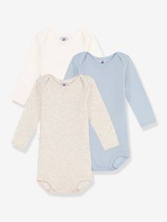 Bebé 0-36 meses-Bodies-Lote de 3 bodies de mangas compridas, em algodão bio, da Petit Bateau